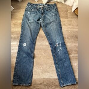 American eagle Blue Distressed Straight Leg Jeans live your life jeans